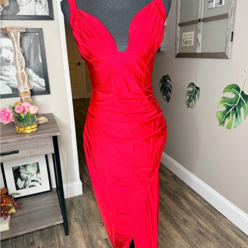Fashion Nova Vibrant Red Asymmetrical Dress